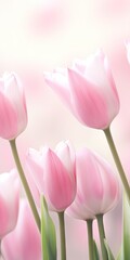 Obraz na płótnie Canvas Tulip Rhapsody in Nature's Bokeh Background - A Floral Delight Capturing the Essence of Spring - A Radiant Canvas for Empty Copy Space - Bokeh Tulips Backdrop created with Generative AI Technology