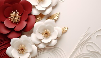 Red and white paper flower background.