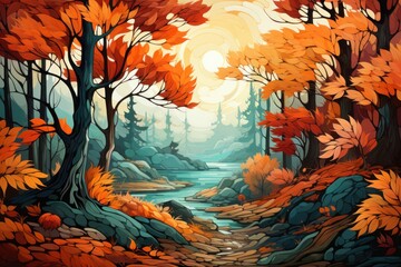 Obraz na płótnie Canvas Autumn background with falling leaves