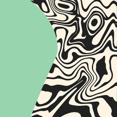 Groovy trippy background with copy space. Rippled wave or liquid marble psychedelic backdrop. Funky retro design for social media post, sale, discount, offer, flyer, brochure, marketing