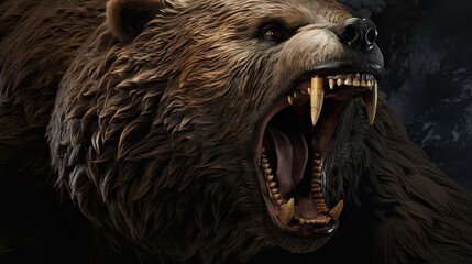 Explore the Intensity of an Angry Bear's Roar in Stunning Detail - obrazy, fototapety, plakaty