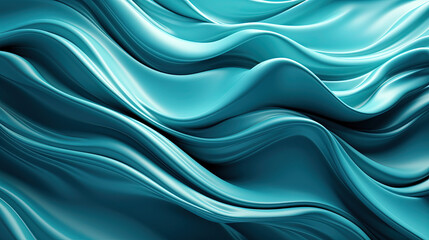 Fototapeta premium Flowing Soft Wavy Pattern Cyan Color Luxury Silk Cloth