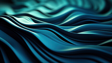 Obraz premium Flowing Soft Wavy Pattern Cyan Color Luxury Silk Cloth