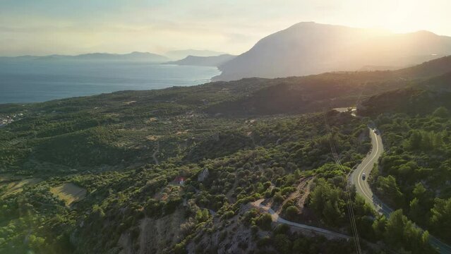 view of samos island in greece