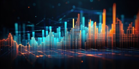 Naklejka premium Growth graph chart. Generative Ai.