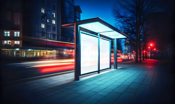 panneau publicitaire vierge dans un abris de bus