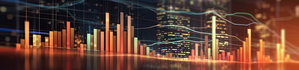 Panoramic view of financial charts