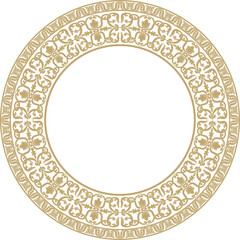 Vector gold round classic renaissance ornament. Circle, ring european border, revival style frame..