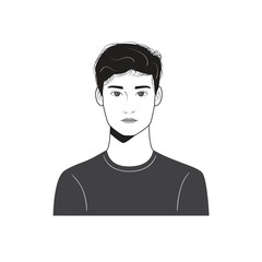 Male face avatar portraits vector illustration with a simple design in black and white style. You can use it for any project, and it's easy to edit color.