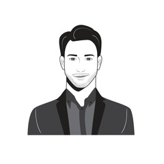 Male face avatar portraits vector illustration with a simple design in black and white style. You can use it for any project, and it's easy to edit color.