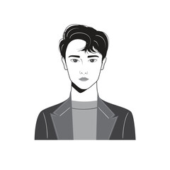 Male face avatar portraits vector illustration with a simple design in black and white style. You can use it for any project, and it's easy to edit color.