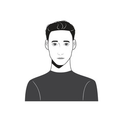 Male face avatar portraits vector illustration with a simple design in black and white style. You can use it for any project, and it's easy to edit color.