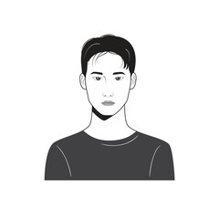 Male face avatar portraits vector illustration with a simple design in black and white style. You can use it for any project, and it's easy to edit color.