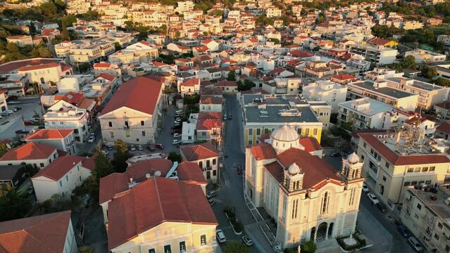 view of the city of samos on the greek island of samos