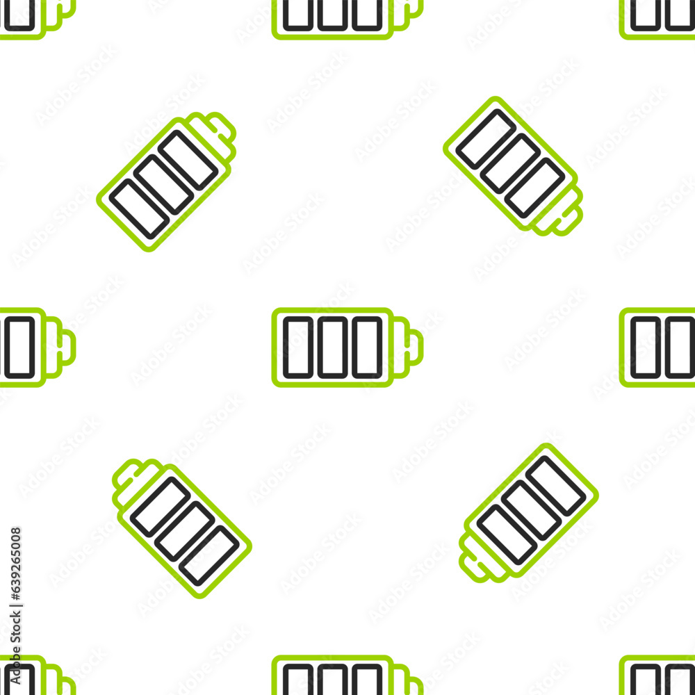 Poster line battery charge level indicator icon isolated seamless pattern on white background. vector illus