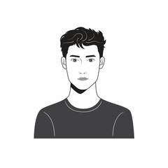 Male face avatar portraits vector illustration with a simple design in black and white style. You can use it for any project, and it's easy to edit color.