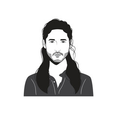 Male face avatar portraits vector illustration with a simple design in black and white style. You can use it for any project, and it's easy to edit color.