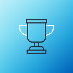 Line Award cup icon isolated on blue background. Winner trophy symbol. Championship or competition trophy. Sports achievement sign. Colorful outline concept. Vector