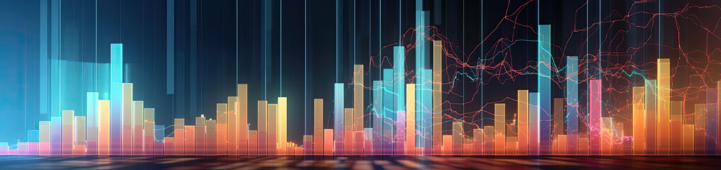 Panoramic view of financial charts