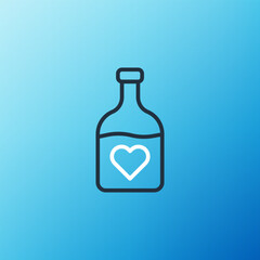Line Bottle with love potion icon isolated on blue background. Happy Valentines day. Colorful outline concept. Vector