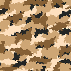 Abstract desert camouflage seamless pattern vector modern military backgound. Template printed textile fabric.