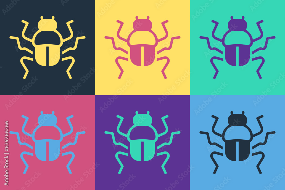 Poster pop art beetle bug icon isolated on color background. vector