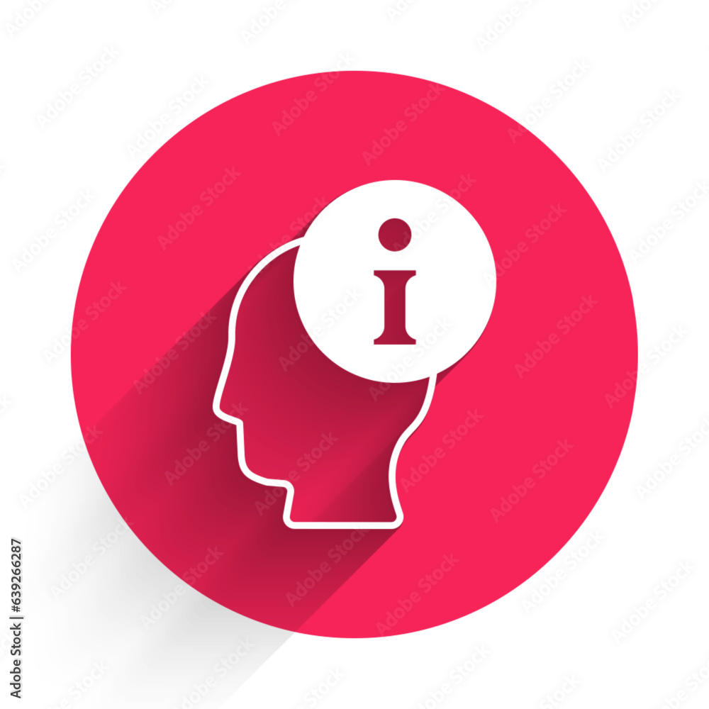 Aufkleber white information icon isolated with long shadow. red circle button. vector