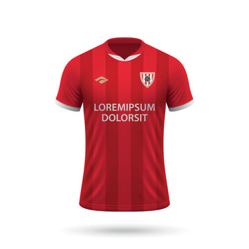 3d realistic soccer jersey in PSV Eindhoven style, shirt template football kit 2023