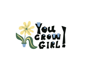 handdraw illustration humor guote with abstract flower