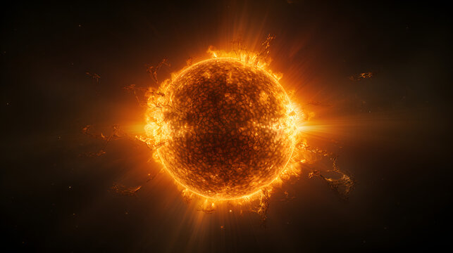 Real close up photo of the sun, sun in fire