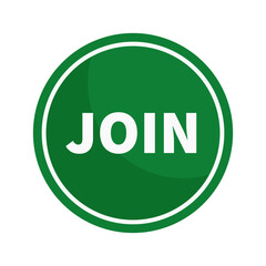 Join Button In Green Circle Shape With White Line For Register Membership Subscription Business
