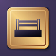 Purple Boxing ring icon isolated on purple background. Gold square button. Vector