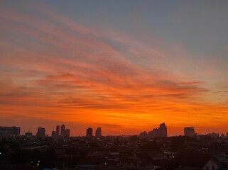 city skyline at sunset,Simply, pattern, backdrop, background, wallpaper