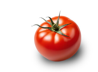 One tomato isolated on white background, fresh red tomato with clipping path.