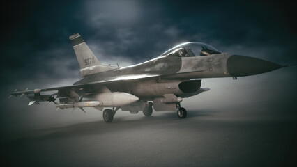 F-16 Fighting Falcon. Military aircraft. 3d illustration
