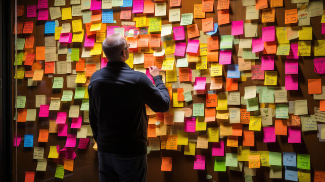 Creative person, thinking and brainstorming for schedule or planning, Team of strategy at office room