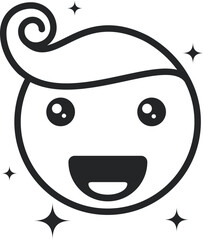 Fototapeta premium Cartoon Face Emoji Line Icon
