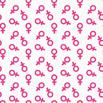 Pink female symbol on pinkly white background 3d rendering Pink "Women" symbol pattern. International women's day background. Minimalistic design for international women's day concept