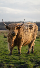 highland cow in the field