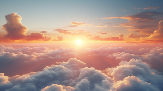 Captivating Aerial View: Beautifully Colored Clouds and Majestic Sunset - A Breathtaking Aerial Perspective © Stefan