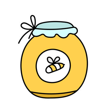 recommend clip art: Hand drawn jar of honey vector illustration.