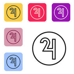 Black line Ancient astrological symbol of Jupiter icon isolated on white background. Astrology planet. Zodiac and astrology sign. Set icons in color square buttons. Vector