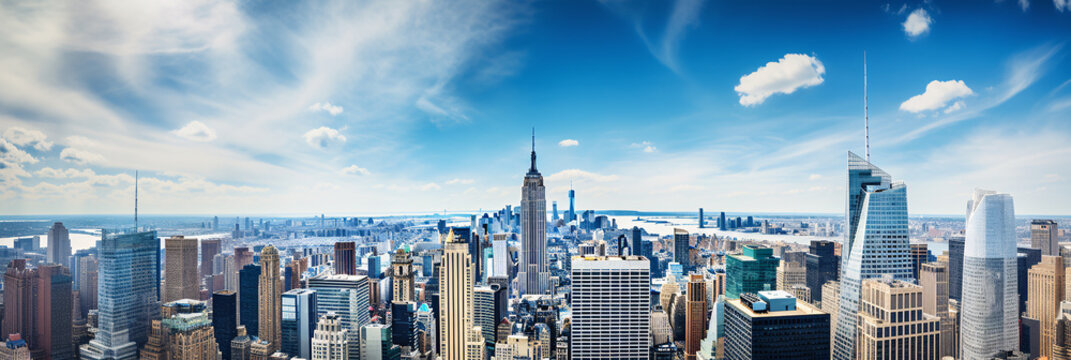 The Iconic New York Skyline, Skyscrapers Piercing The Sky, The Hustle And Bustle Of The Streets Below, And The Spirit Of The City Alive.