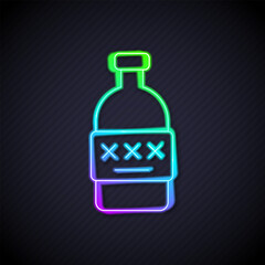 Glowing neon line Poisoned alcohol icon isolated on black background. Vector