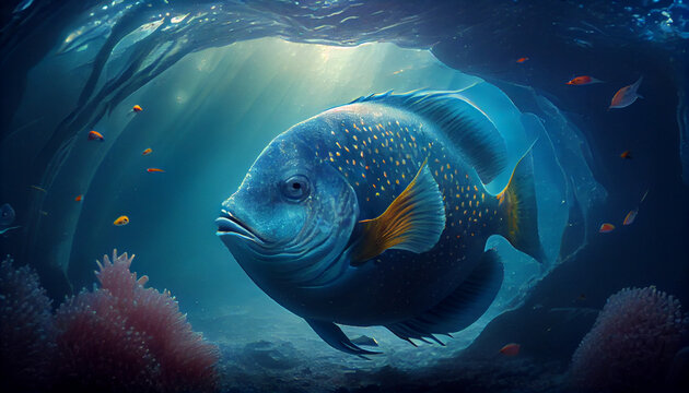 Fish under water in sea, fish in the sea, Ai generated image
