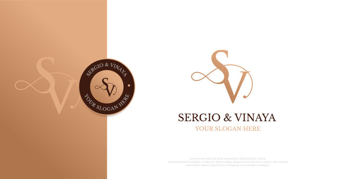 Wedding Logo Initial SV Logo Design Vector