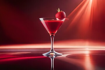 Red cocktail glass in a red luxury interior