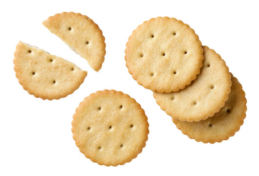 Set of cracker cookies close-up on a white. Top view