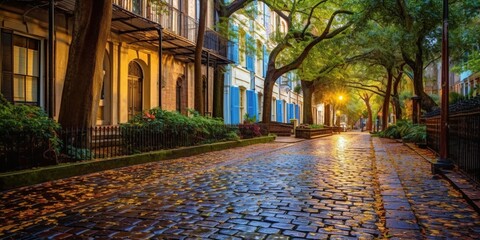 Savannah, Georgia, USA Historic Sidewalks - obrazy, fototapety, plakaty