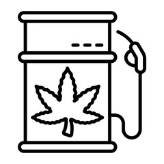 Biomass oil with nozzle vector outline design, hallucinogen and stimulant symbol, thca and cbda sign, psychoactive nature drug stock illustration, hemp biofuel drum concept